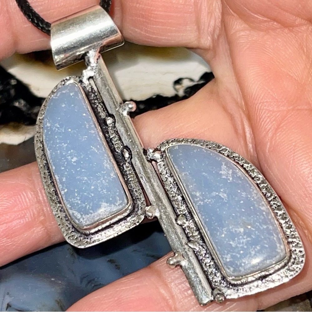 Blue Anhydrite Angelite Pendant 2 1/2”